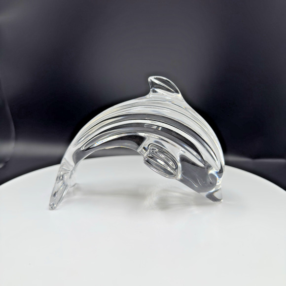 WATERFORD CRYSTAL Dolphin Figurine Paperweight Ireland Original Sticker Retired